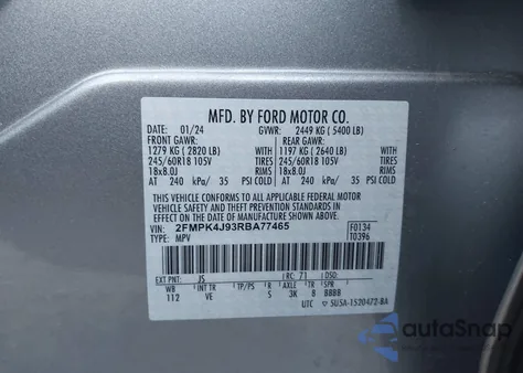 2024 Ford Edge Sel from USA, damaged, VIN 2FMPK4J93RBA77465